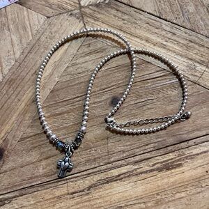 Handmade Sterling Silver black Diamond AB Swarovski crystal Necklace Cross